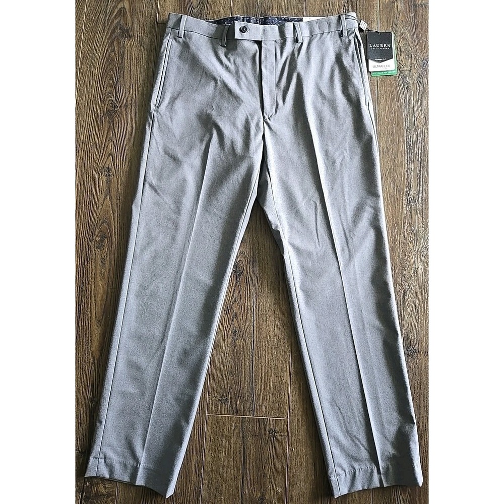 NWT Lauren Ralph Lauren Sz 36x32 Men's Classic-Fit Ultraflex Dress Pant Gray